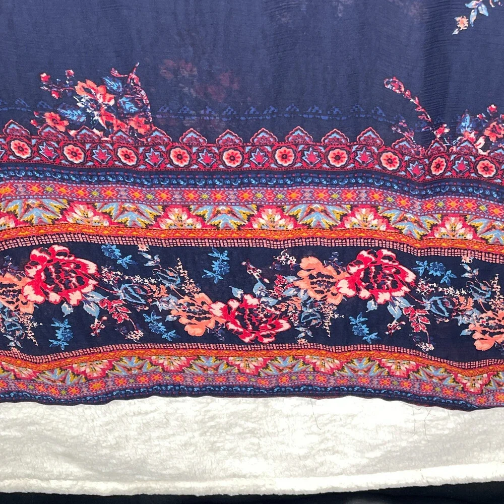 Xhilaration Floral Maxi Dress Womens XS Blue Boho CottageCore Long Sleeves - Picture 4 of 15
